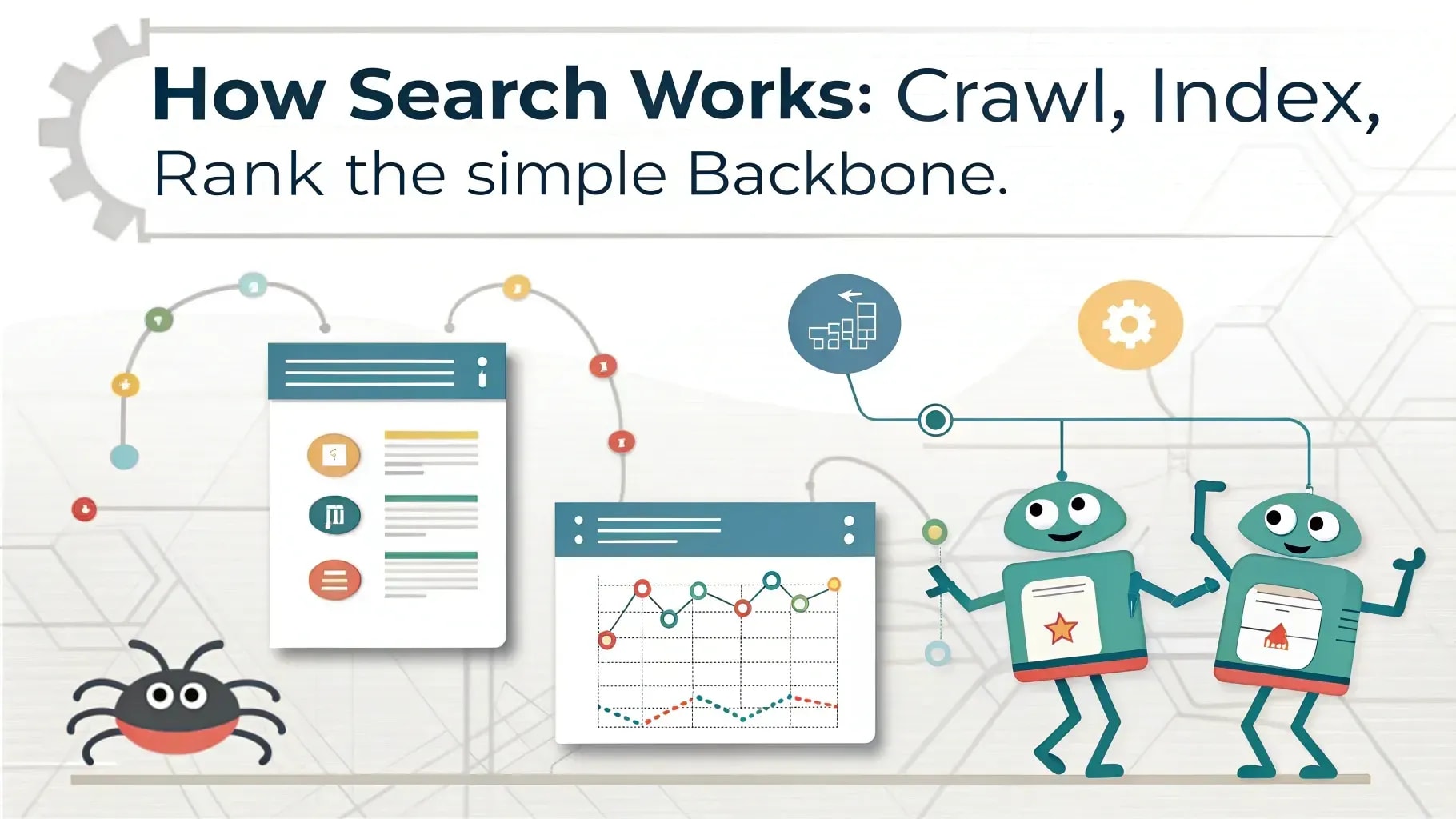 How search works: crawl, index, rank — the simple backbone