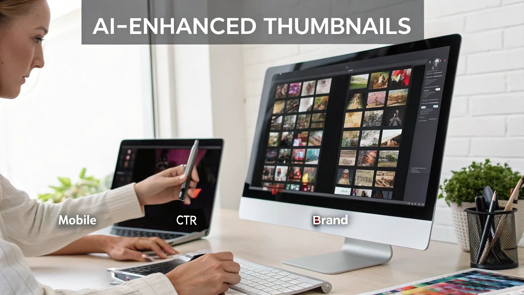 trategy 1: AI-enhanced thumbnails Why thumbnails matter Thumbnails drive the click. If no one clicks, watch time and revenue do not exist. A great thumbnail triggers an emotion or tells a story in one frame. It answers the viewer’s question: why should I click this video now? Wrong way to use AI Type a prompt, download the image, upload it. That is the lazy approach. It creates thumbnails that look synthetic, off-brand, and easy to copy. It gets you average or poor results and risks platform penalties when you “borrow” third-party faces or art with no transformation. Right way to use AI Start with concept and psychology. Decide the single emotion or question the thumbnail must provoke. Is it surprise? Fear of missing out? Curiosity? The concept drives the visual choices. Use AI for ideation and asset generation. Prompt an image generator to produce 50–100 concept variations. Use the outputs as raw material, not final art. Refine the best ideas by hand. Open Photoshop or another editor and tune composition, crop for mobile, tweak colors, and add brand elements (logo, consistent font, face close-up). Optimize for mobile. Small screens change how people read thumbnails. Test different crops and font sizes. Make the subject clear at a glance. Protect brand voice. Preserve consistent color, framing, and typographic choices so viewers recognize the channel instantly.